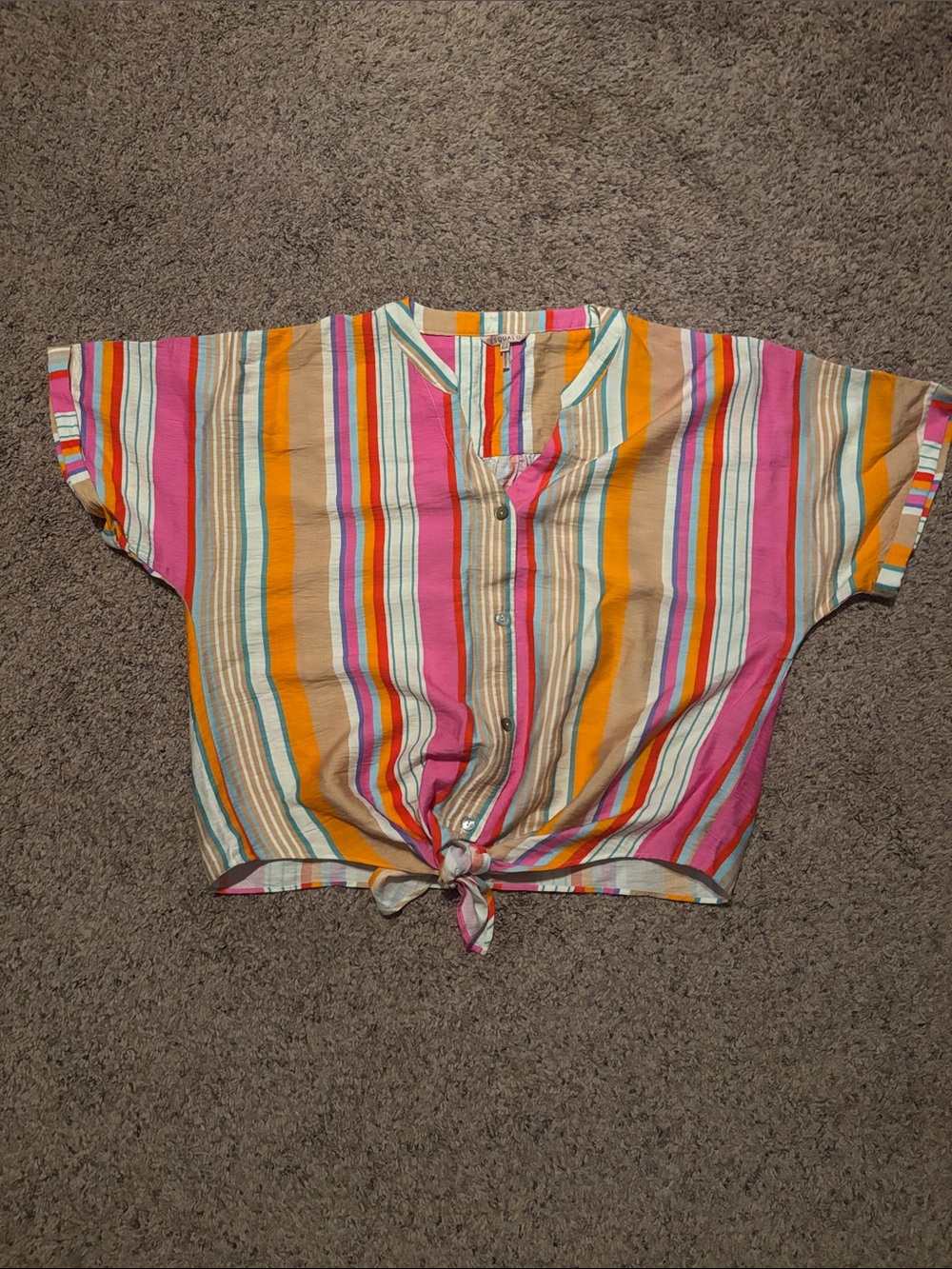 Esqualo Bright Orange Pink Tie Front Blouse Top 12
